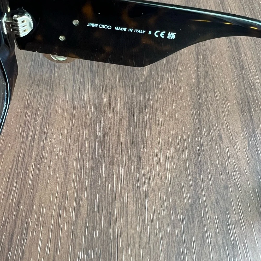 Jimmy Choo Tortoiseshell Shield Sunglasses with Gold JC Accent